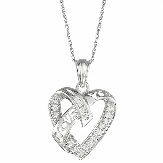 Discount ๐ Unbranded 10k White Gold 1/4 Carat T.W. Diamond Heart Pendant ๐