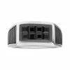 Outlet 👍 Unbranded Men's Sterling Silver Square Black Sapphire Ring 🧨