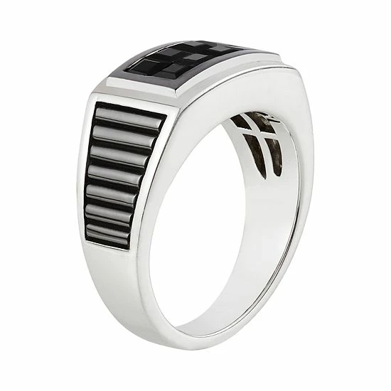 Outlet ๐ Unbranded Men's Sterling Silver Square Black Sapphire Ring ๐งจ - Image 2