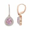 Best deal ❤️ Unbranded 14k Rose Gold Over Silver Rose De France Amethyst & Lab-Created White Sapphire Teardrop Earrings 🔥