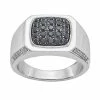 Cheapest 🎁 Unbranded Men's Sterling Silver Black Sapphire & 1/10 Ct. T.W. Diamond Ring 🤩