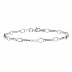 New 🤩 Unbranded 14k White Gold Polished & Textured Fancy Link Bracelet 🎁