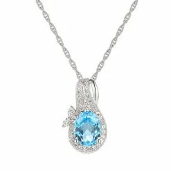 Coupon 🎉 Unbranded Sterling Silver Blue Topaz & Lab-Created White Sapphire Pendant Necklace ✨