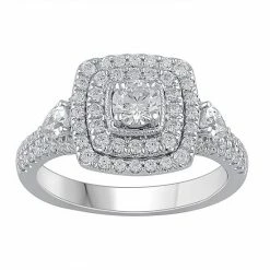 Best deal 👏 Unbranded Platinum 1 Carat T.W. Diamond Tiered Cushion Halo Engagement Ring 🌟