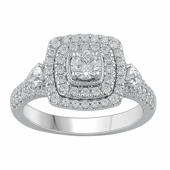 Best deal ๐ Unbranded Platinum 1 Carat T.W. Diamond Tiered Cushion Halo Engagement Ring ๐