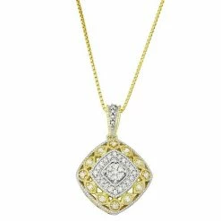 New 🥰 Unbranded 10k Gold Over Sterling Silver 1/5 Carat T.W. Diamond Vintage Necklace 🎁