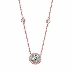 Wholesale ⌛ Unbranded 18k Rose Gold Over Sterling Silver Cubic Zirconia Round Necklace 🌟