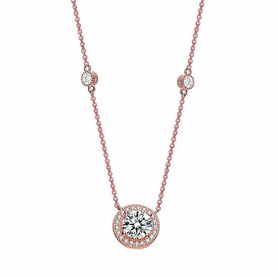 Wholesale ⌛ Unbranded 18k Rose Gold Over Sterling Silver Cubic Zirconia Round Necklace 🌟