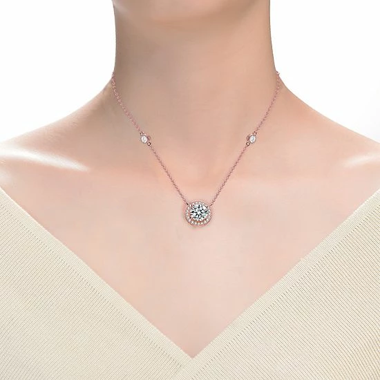 Wholesale ⌛ Unbranded 18k Rose Gold Over Sterling Silver Cubic Zirconia Round Necklace 🌟 - Image 2