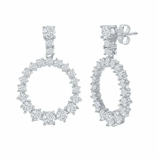 Wholesale ⌛ Unbranded Silver Tone & Cubic Zirconia Open Circle Earrings 🛒