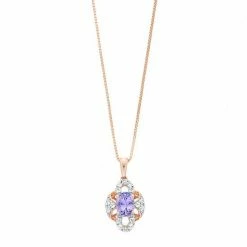 Best Sale ✔️ Unbranded 14k Rose Gold Over Silver Tanzanite & White Topaz Pendant Necklace 🔔
