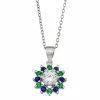 Flash Sale 🌟 Unbranded Sterling Silver Lab-Created Blue & Green Spinel & Cubic Zirconia Pendant Necklace ✨