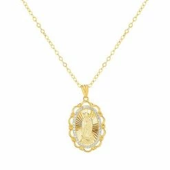 Discount ✔️ Unbranded Sterling Silver Cubic Zirconia Virgin Mary Pendant Necklace 14k Gold Over 🔔