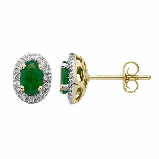 Budget 😍 Unbranded 14k Rose Gold 1/6 Carat T.W. IGL Certified Diamond & Emerald Oval Earrings 🎉 - Image 2