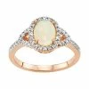 Promo 😍 Unbranded 14k Rose Gold White Opal & 1/5 Carat T.W. IGL Certified Diamond Ring 🎉