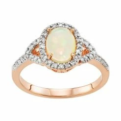 Promo 😍 Unbranded 14k Rose Gold White Opal & 1/5 Carat T.W. IGL Certified Diamond Ring 🎉