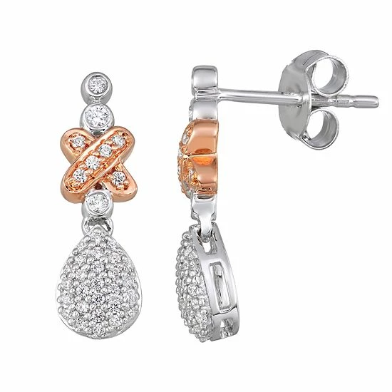 Hot Sale 💯 Unbranded Two Tone 10k Gold 1/3 Carat T.W. Diamond Drop Earrings 🥰