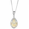 Promo 🔔 Unbranded Two Tone Sterling Silver 1/4 Carat T.W. Diamond Teardrop Pendant ❤️