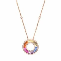 Brand new 😍 Unbranded 14k Rose Gold Over Silver Colorful Cubic Zirconia Circle Pendant 🌟