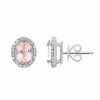 New ⭐ Unbranded Sterling Silver Oval Morganite 1/5 Carat T.W. Diamond Halo Stud Earrings 🤩