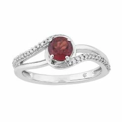 Best deal ❤️ Unbranded 10k White Gold Garnet & 1/8 Carat T.W. Diamond Swirl Ring 🥰