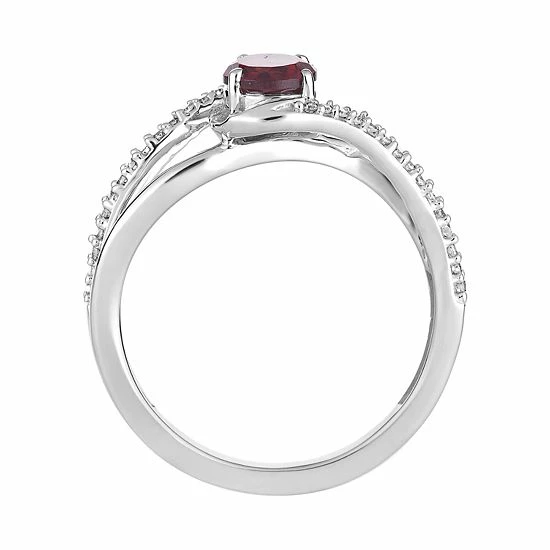 Best deal ❤️ Unbranded 10k White Gold Garnet & 1/8 Carat T.W. Diamond Swirl Ring 🥰 - Image 2