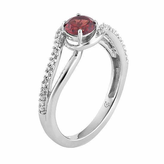Best deal ❤️ Unbranded 10k White Gold Garnet & 1/8 Carat T.W. Diamond Swirl Ring 🥰 - Image 3