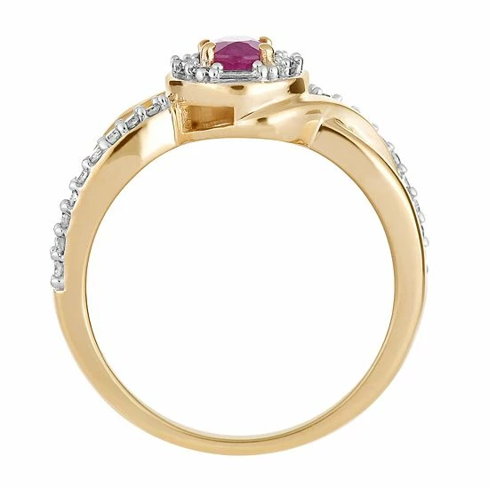 Cheap 💯 Unbranded 10k Gold Ruby & 1/4 Carat T.W. Diamond Swirl Ring 🎁 - Image 2