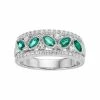 Hot Sale 🌟 Unbranded Sterling Silver Lab-Created Emerald & White Sapphire Multi Row Ring 🛒