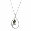 Budget 😍 Unbranded Sterling Silver 1/5 Carat T.W. Diamond Teardrop Leaf Pendant Necklace 🥰