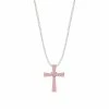 Brand new 🌟 Unbranded Sterling Silver Pink Enamel Cross Pendant Necklace 🤩