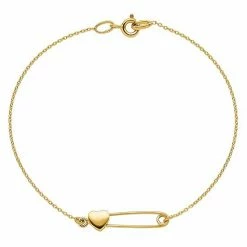 Promo 😉 Unbranded 14k Gold Safety Pin Heart Bracelet 🎉