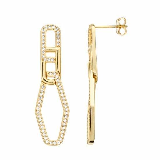 Coupon โ Unbranded 14k Gold Over Silver Cubic Zirconia Geometric Statement Drop Earrings ๐