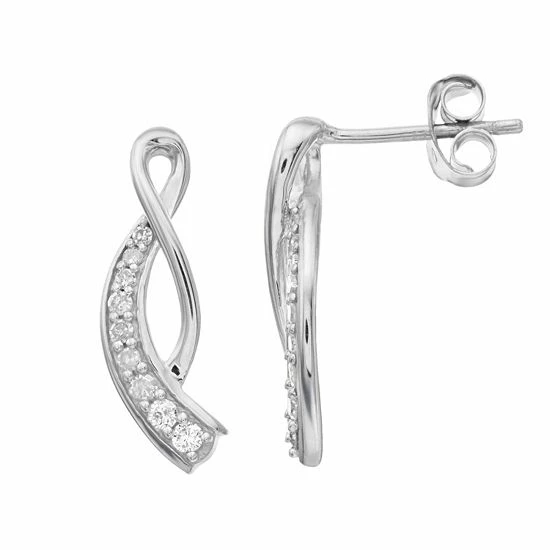 Best Pirce ๐ Unbranded Sterling Silver 1/4 Carat T.W. Diamond Journey Earrings ๐