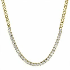 Buy 🛒 Unbranded 14k Gold Over Sterling Silver Cubic Zirconia Curb Chain Necklace 👏