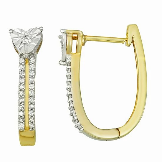 Discount 😍 Unbranded 10k Gold Over Sterling Silver 1/5 Carat T.W. Diamond Heart Earrings 🎉