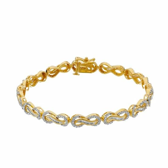 Hot Sale ✔️ Unbranded 10k Gold Over Silver 1 Carat T.W. Diamond Infinity Link Bracelet ✨