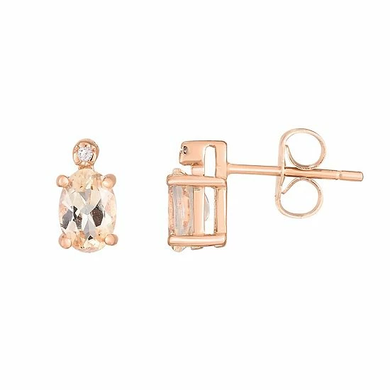 New ๐คฉ Unbranded 14k Rose Gold Diamond Accent & Topaz Stud Earrings ๐
