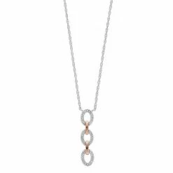 Cheapest 🔥 Unbranded 14k Rose Gold Over Silver Two Tone 1/8 Carat T.W. Diamond Link Pendant ✨