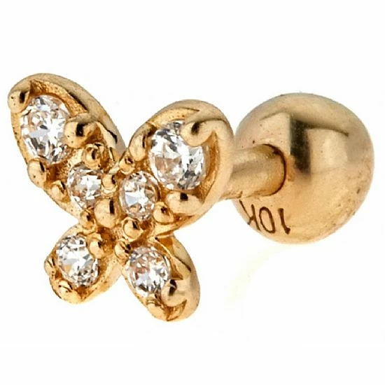 New 🔥 Unbranded 10k Gold Cubic Zirconia Butterfly Stud 🎁
