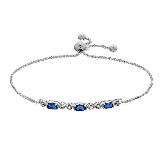 Top 10 🎉 Unbranded Sterling Silver Lab-Created Sapphire & White Sapphire Bracelet Created Blue Sapphire 🥰