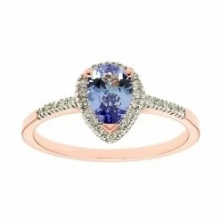 Budget ⌛ Unbranded The Regal Collection 14k Gold Tanzanite & 1/10 Carat T.W. IGL Certified Diamond Teardrop Ring Yellow 🔔