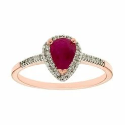 Cheapest ⭐ Unbranded The Regal Collection 14k Gold Ruby & 1/10 Carat T.W. IGL Certified Diamond Teardrop Ring Rose ✨
