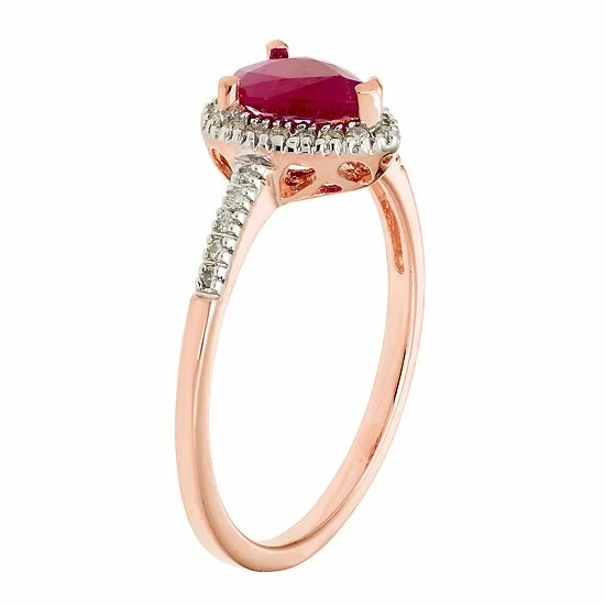 Cheapest ⭐ Unbranded The Regal Collection 14k Gold Ruby & 1/10 Carat T.W. IGL Certified Diamond Teardrop Ring Rose ✨ - Image 2