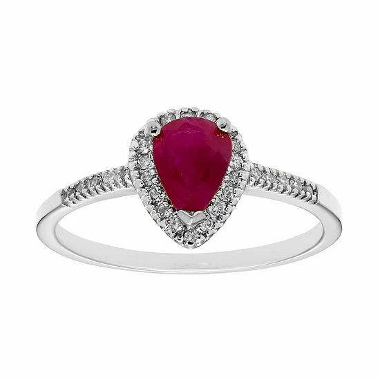 Cheapest ⭐ Unbranded The Regal Collection 14k Gold Ruby & 1/10 Carat T.W. IGL Certified Diamond Teardrop Ring Rose ✨ - Image 4