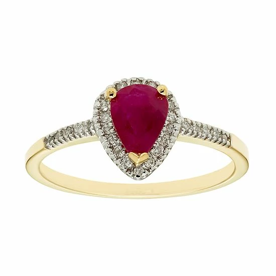 Cheapest ⭐ Unbranded The Regal Collection 14k Gold Ruby & 1/10 Carat T.W. IGL Certified Diamond Teardrop Ring Rose ✨ - Image 5