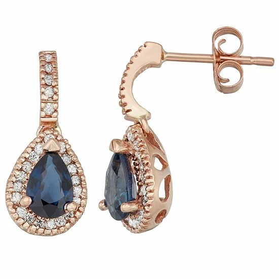 Outlet ๐ฏ Unbranded 14k Gold Sapphire & 1/5 Carat T.W. IGL Certified Diamond Teardrop Earrings White โจ - Image 4