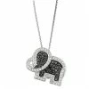 Best deal 🔔 Unbranded Sterling Silver 1/2 Carat T.W. Black & White Diamond Elephant Pendant Necklace 👍