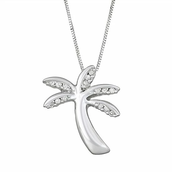 Best deal ๐ Unbranded Sterling Silver Diamond Accent Palm Tree Pendant Necklace ๐
