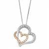 Best deal 🎉 Unbranded Two Tone Sterling Silver 1/5 Carat T.W. Diamond Double Heart Pendant 😍